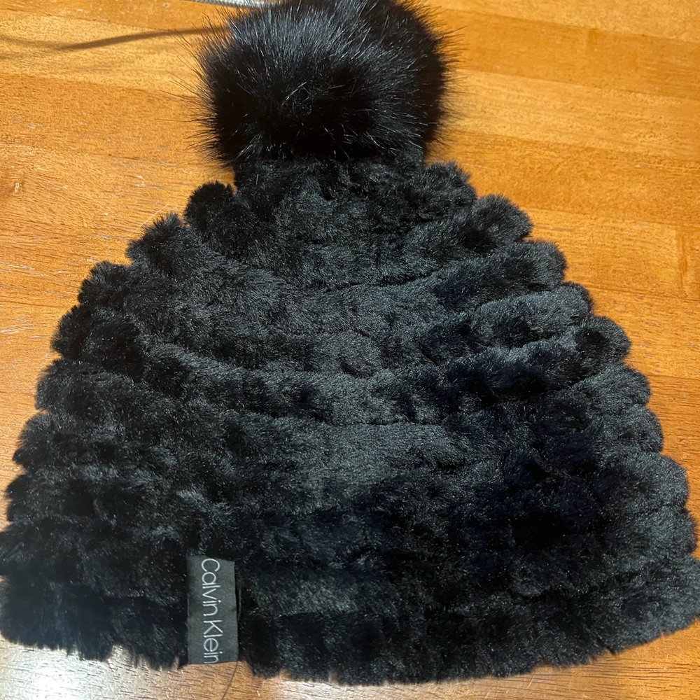 Calvin Klein Fuzzy Black Beanie